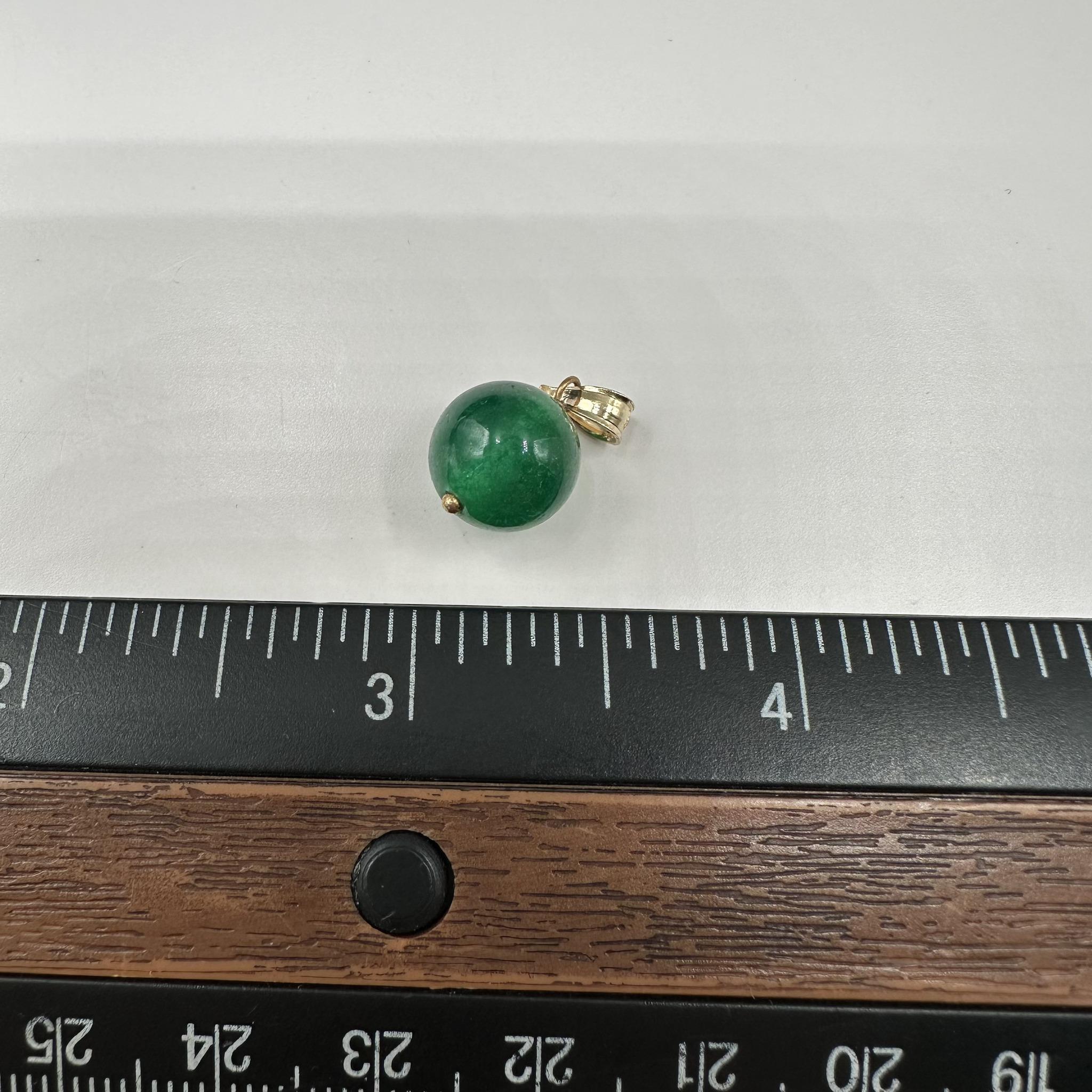 Pendentif Malachite en or jaune 14kt - 10mm, 1.5g, New Unisexe en vente