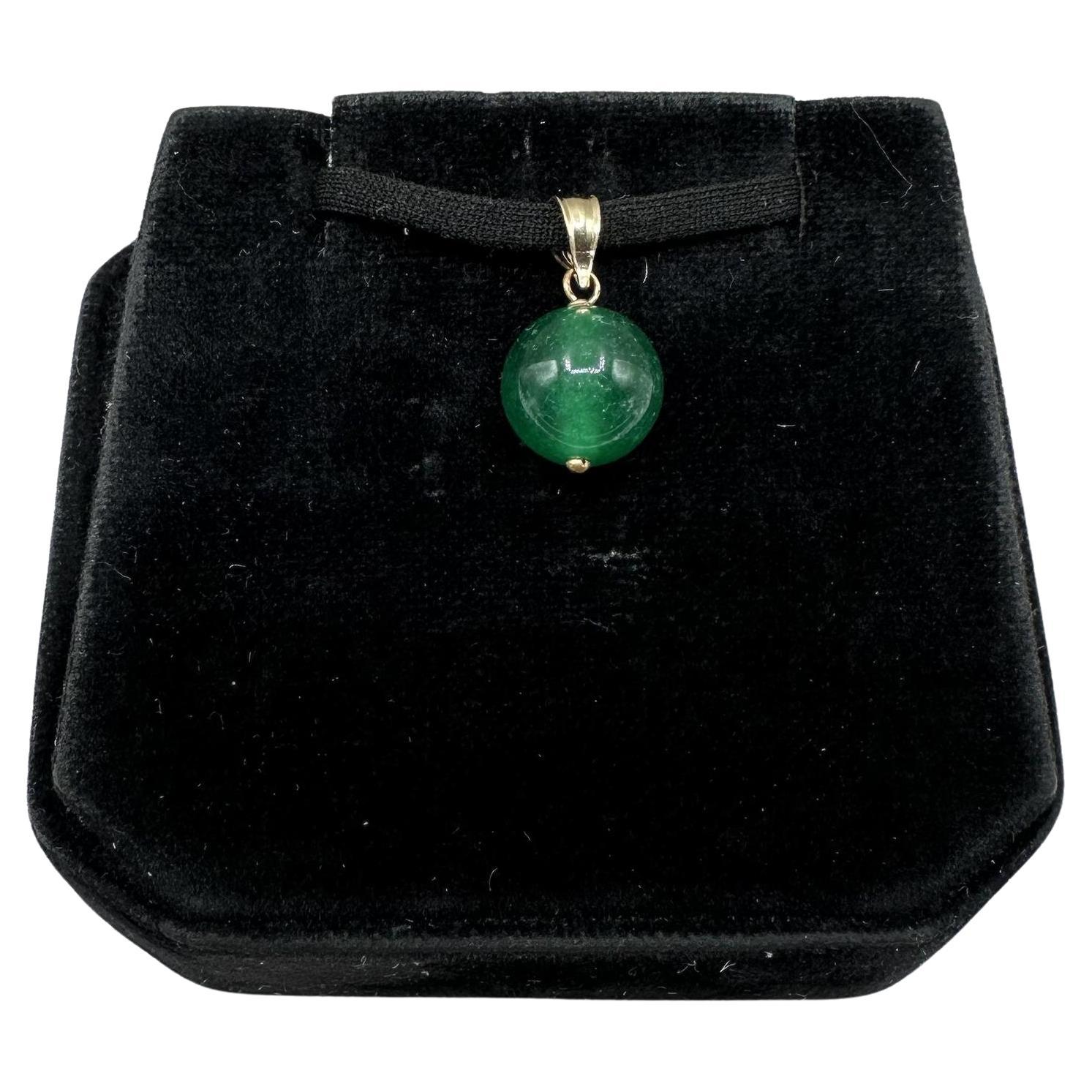 Ciondolo di malachite in oro giallo 14kt - 10 mm, 1,5 g, nuovo