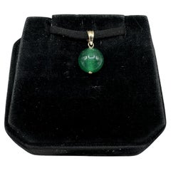 Pendentif Malachite en or jaune 14kt - 10mm, 1.5g, New