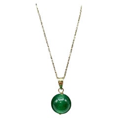 Malachite Pendant Necklace in 14kt Yellow Gold – 10mm, 20in, New