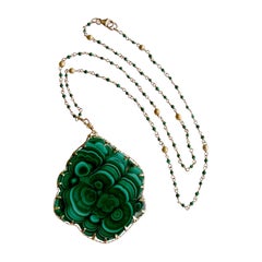 Malachite Pendant Satellite Malachite Chain Necklace, Melia Necklace