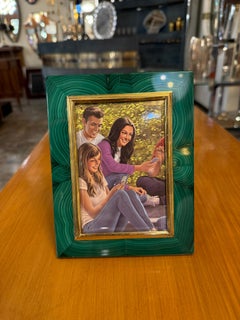 Malachite Picture Frame by Gorra, Gilt Metal, 1950s–1960s