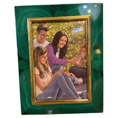 Cornice in malachite di Gorra, metallo dorato, anni 
50-
60