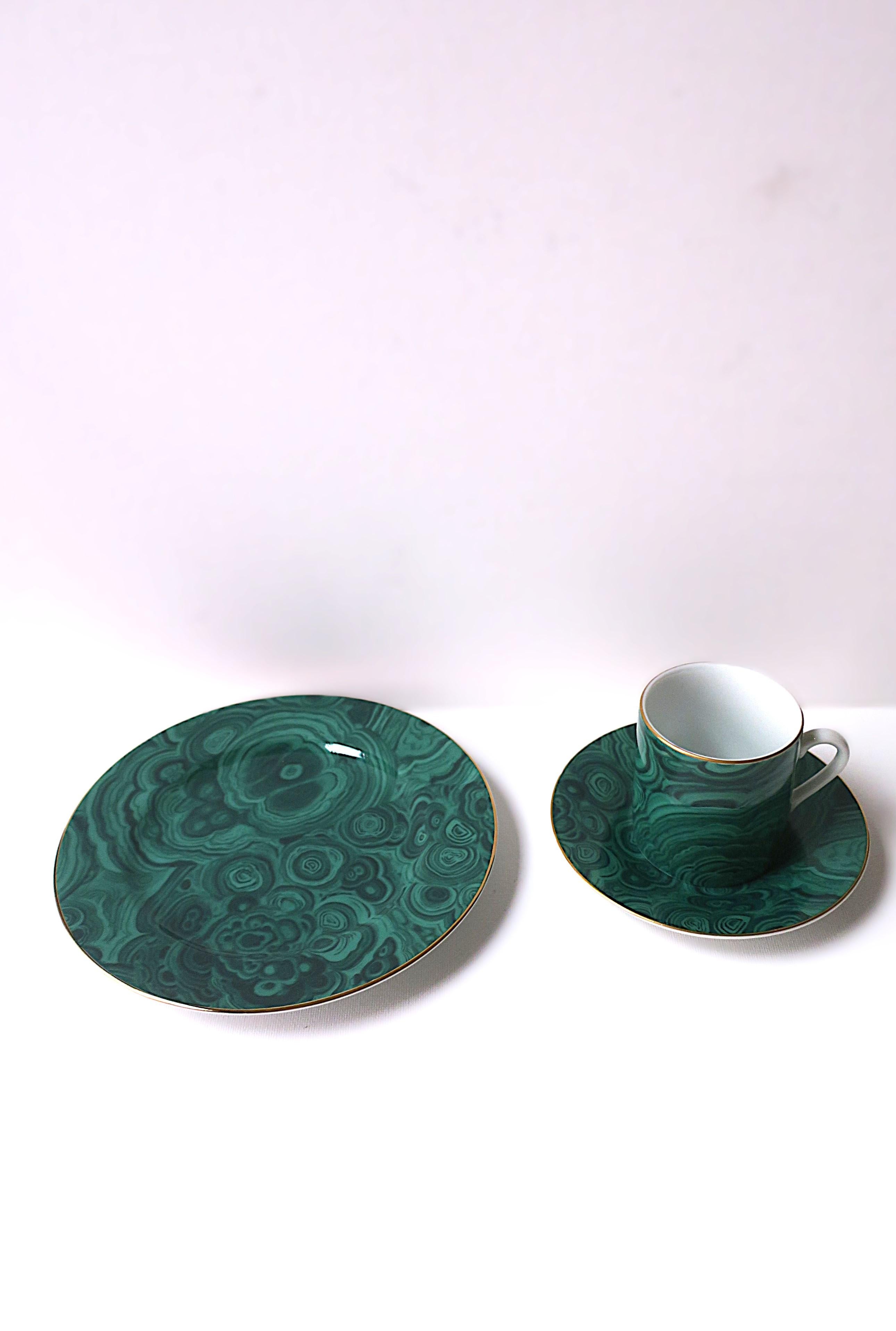 Malachite Porcelain Espresso Coffee Cup and Saucer, 3 Avail. For Sale 6