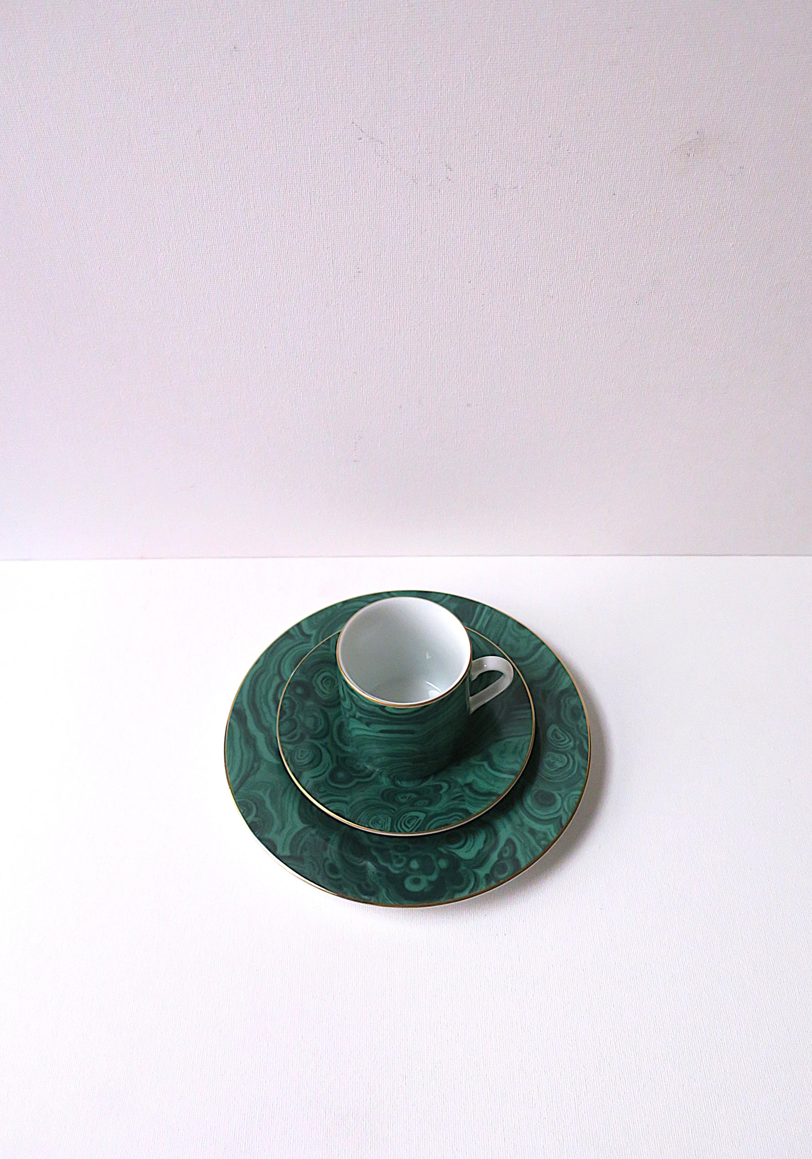 Malachite Porcelain Espresso Coffee Cup and Saucer, 3 Avail. For Sale 8