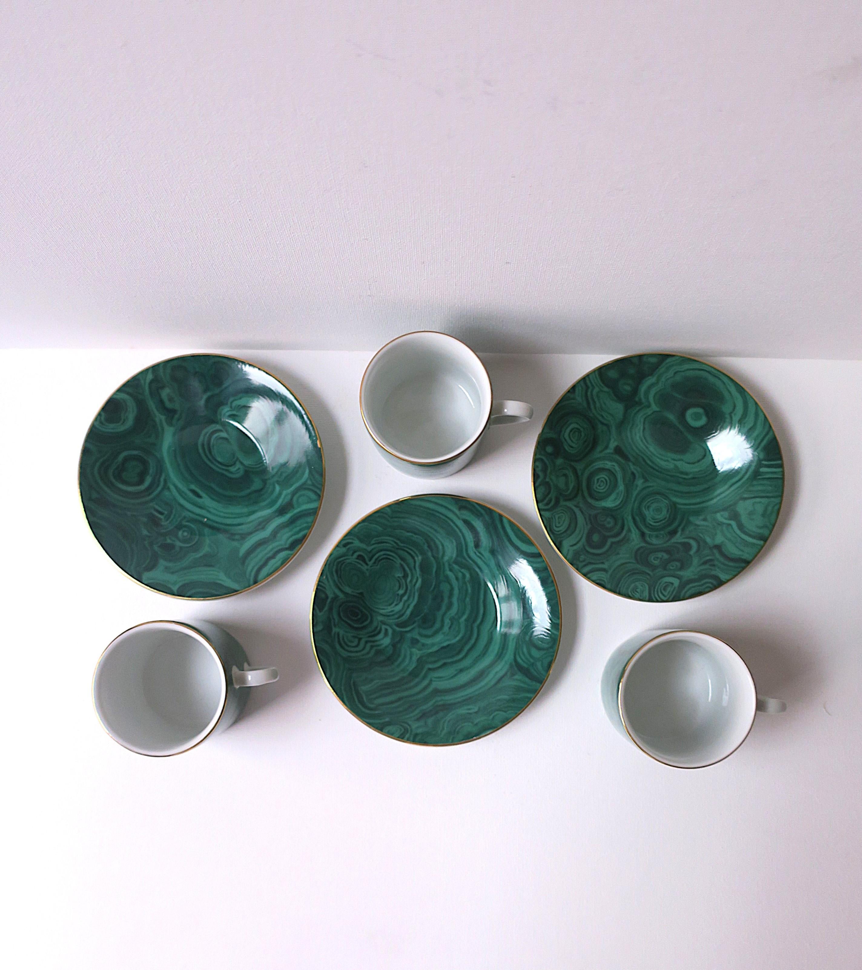 Malachite Porcelain Espresso Coffee Cup and Saucer, 3 Avail. For Sale 9