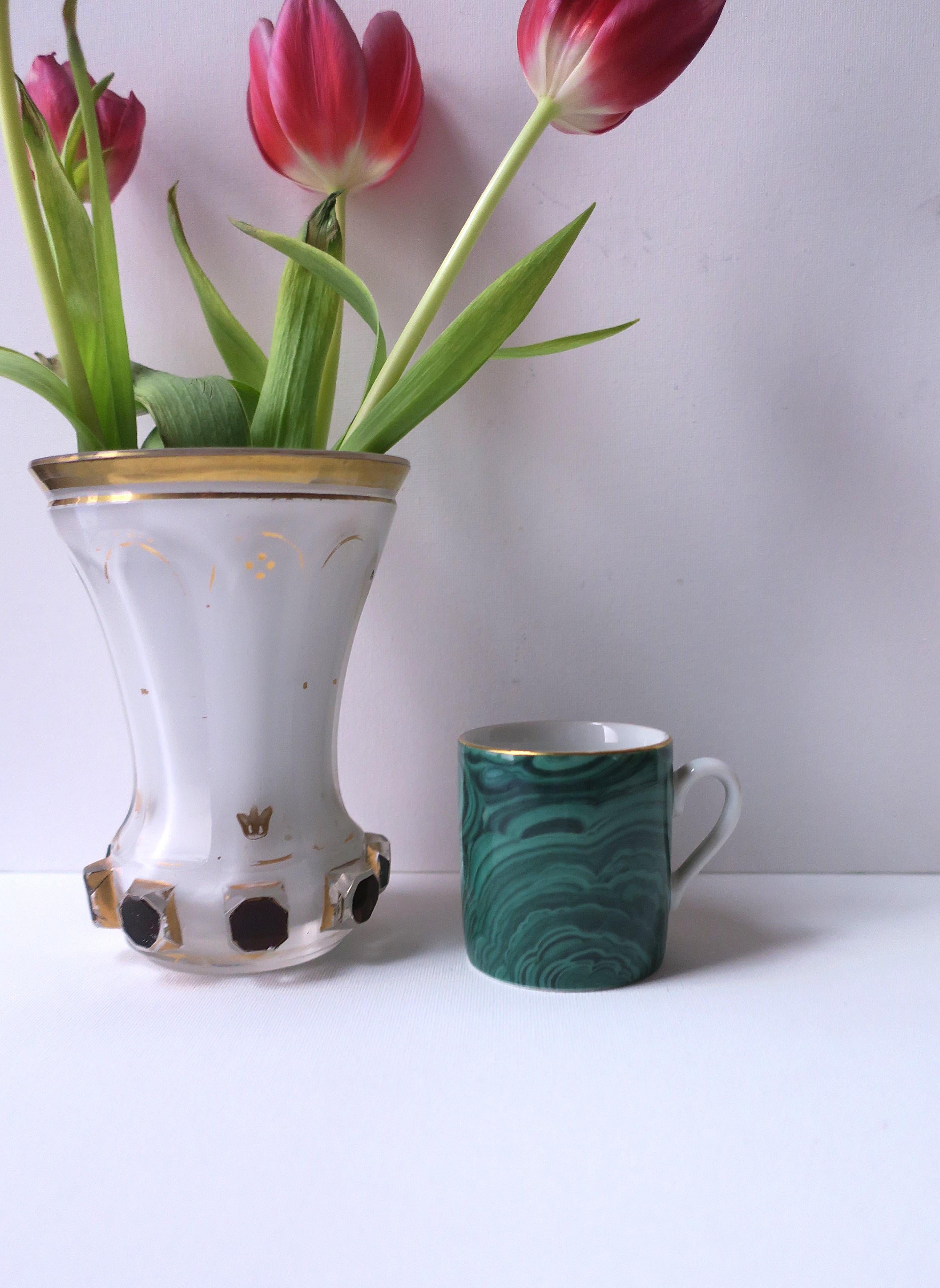 Malachit Porzellan Espresso Kaffeetasse im Angebot 1