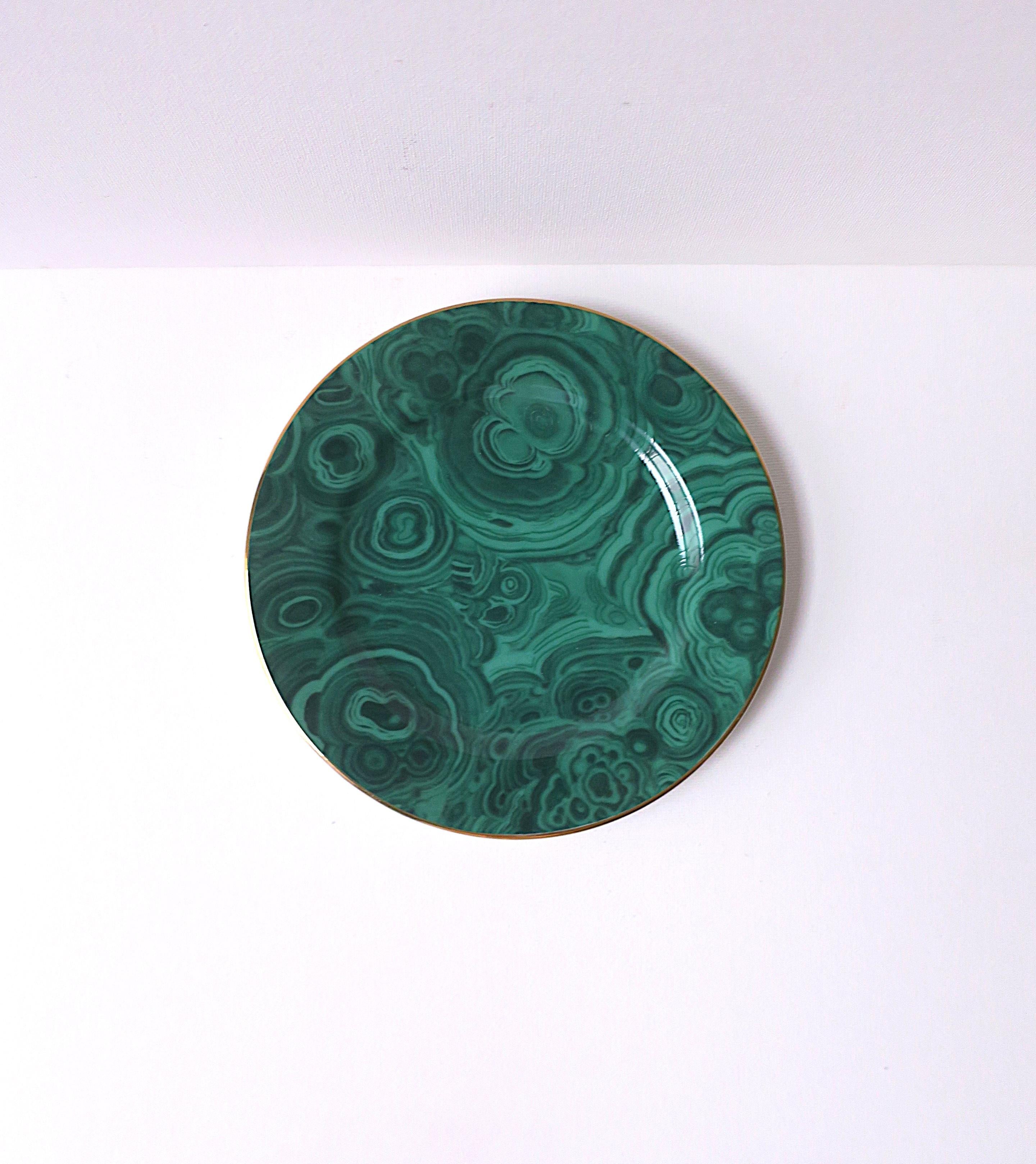 Platos de porcelana de malaquita, set de 4 en venta 6