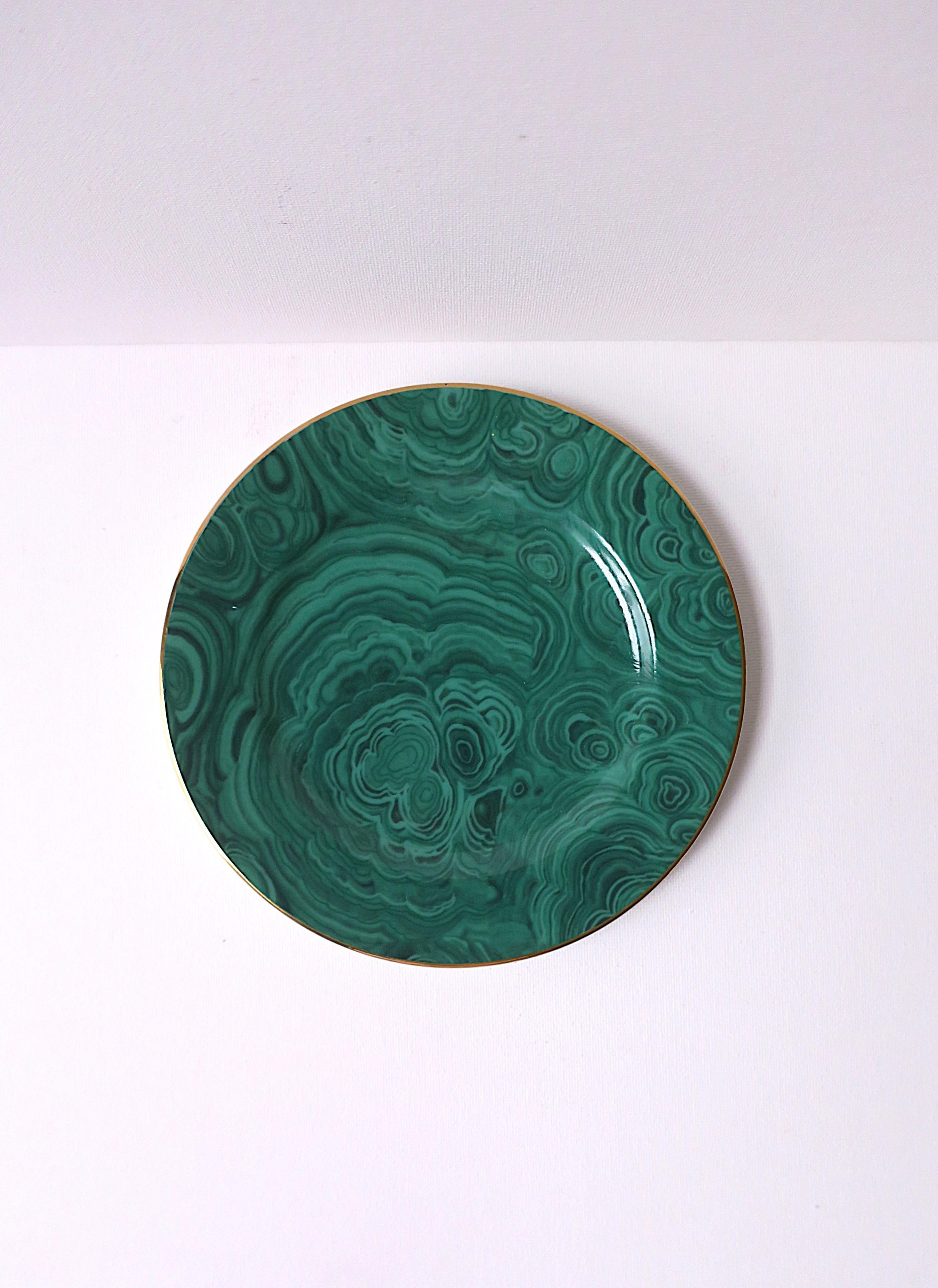 Platos de porcelana de malaquita, set de 4 en venta 7