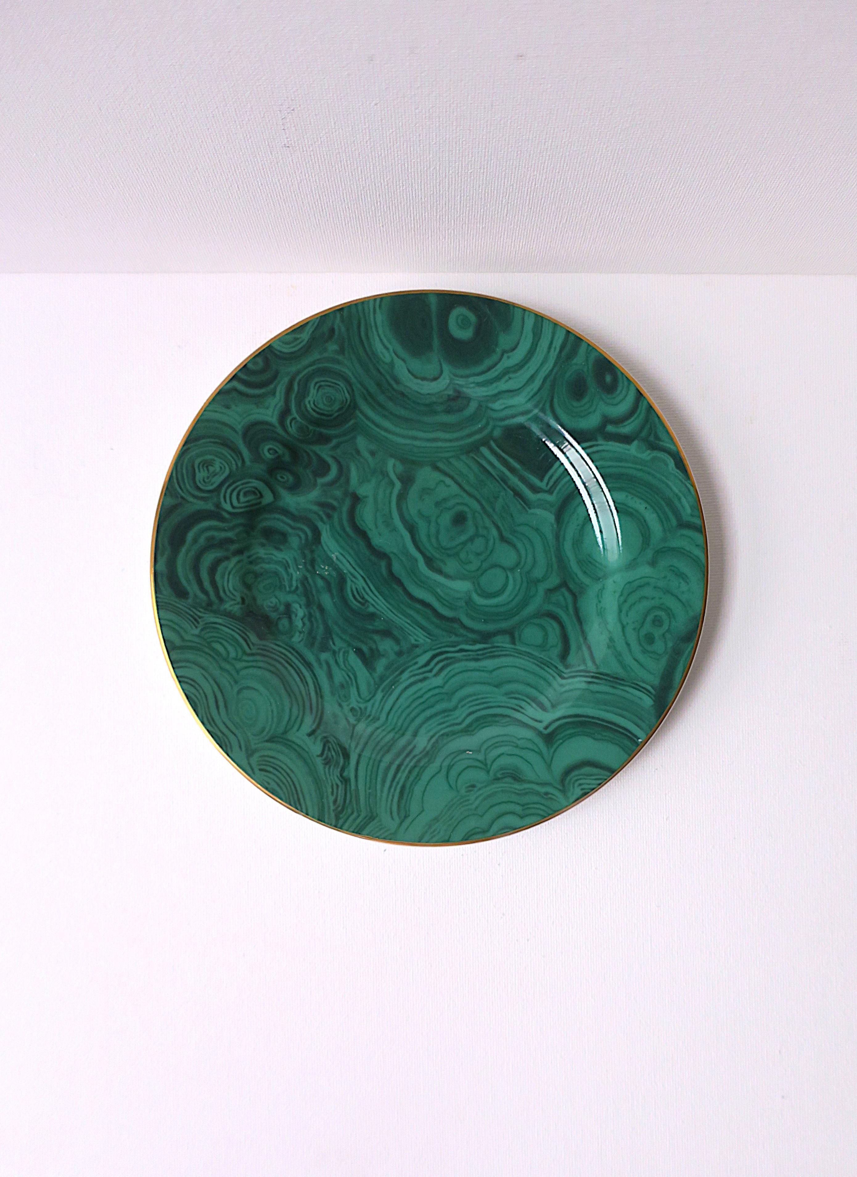 Platos de porcelana de malaquita, set de 4 en venta 8