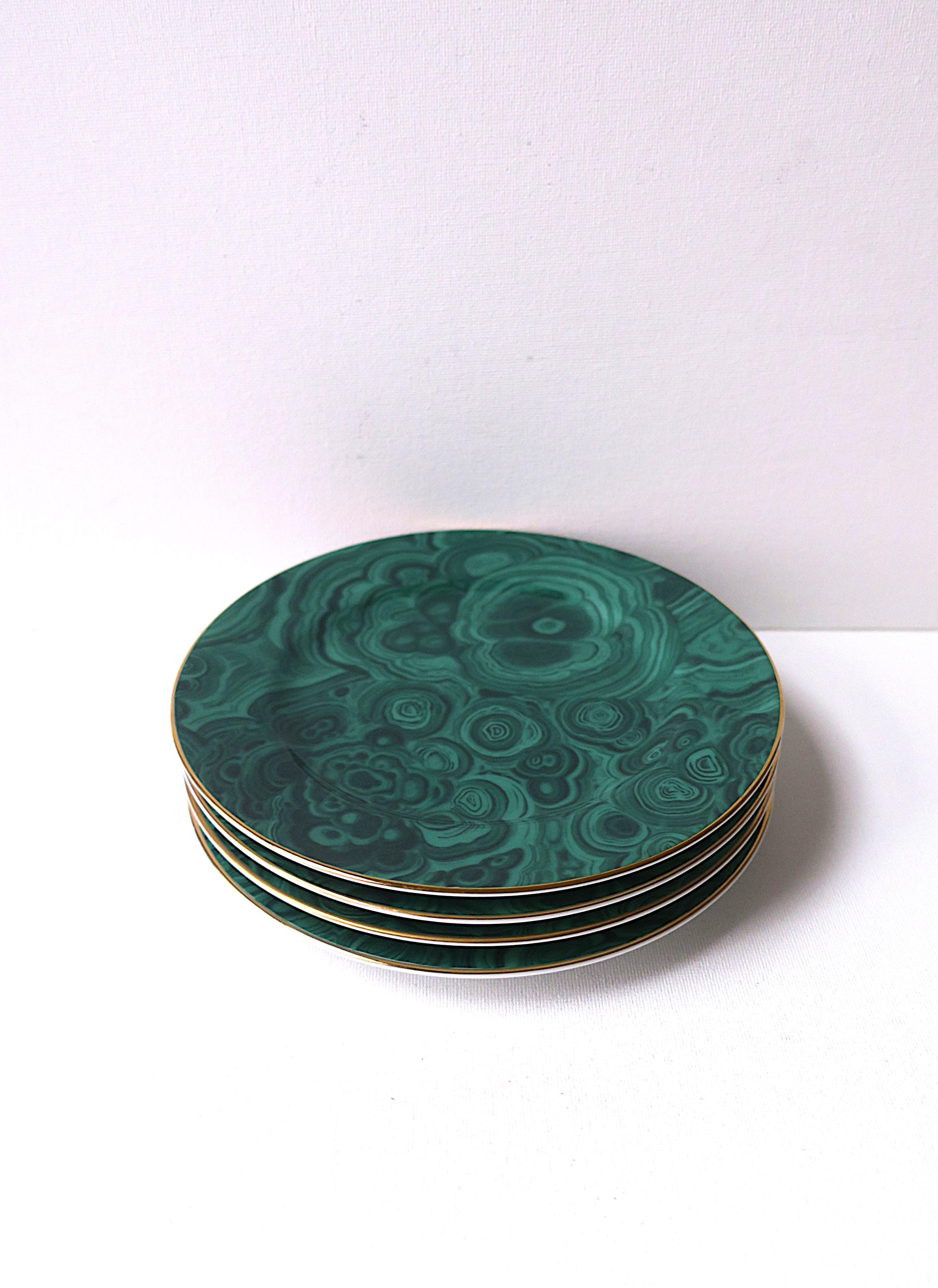Platos de porcelana de malaquita, set de 4 en venta 9