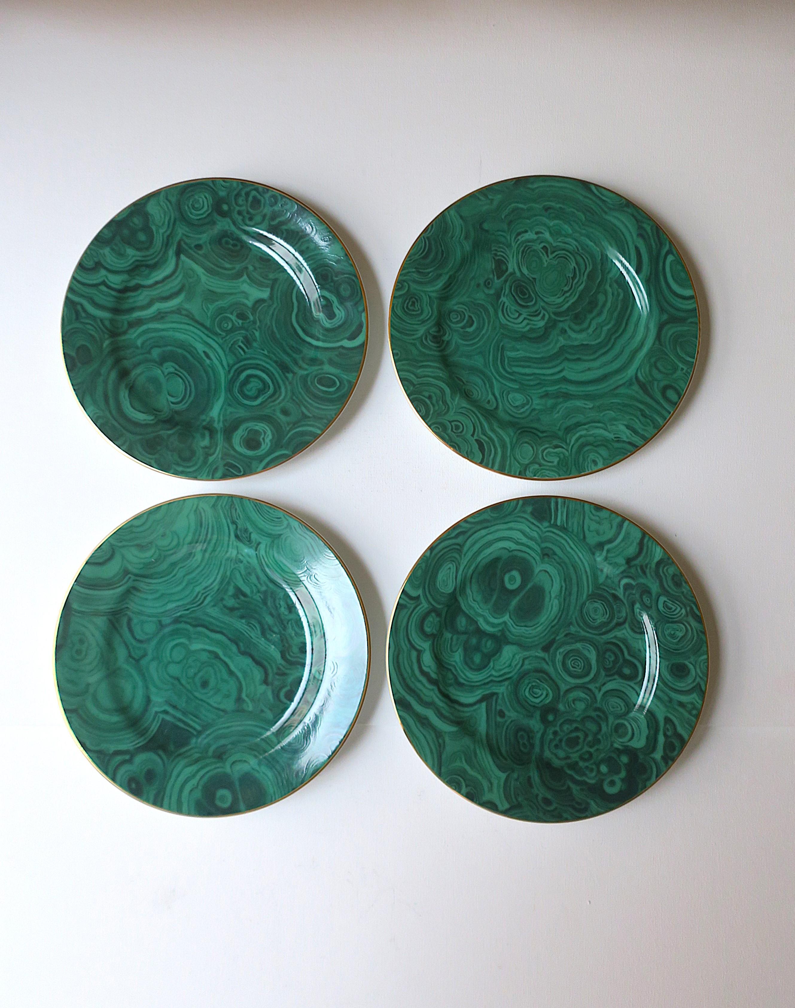 Platos de porcelana de malaquita, set de 4 Japonés en venta