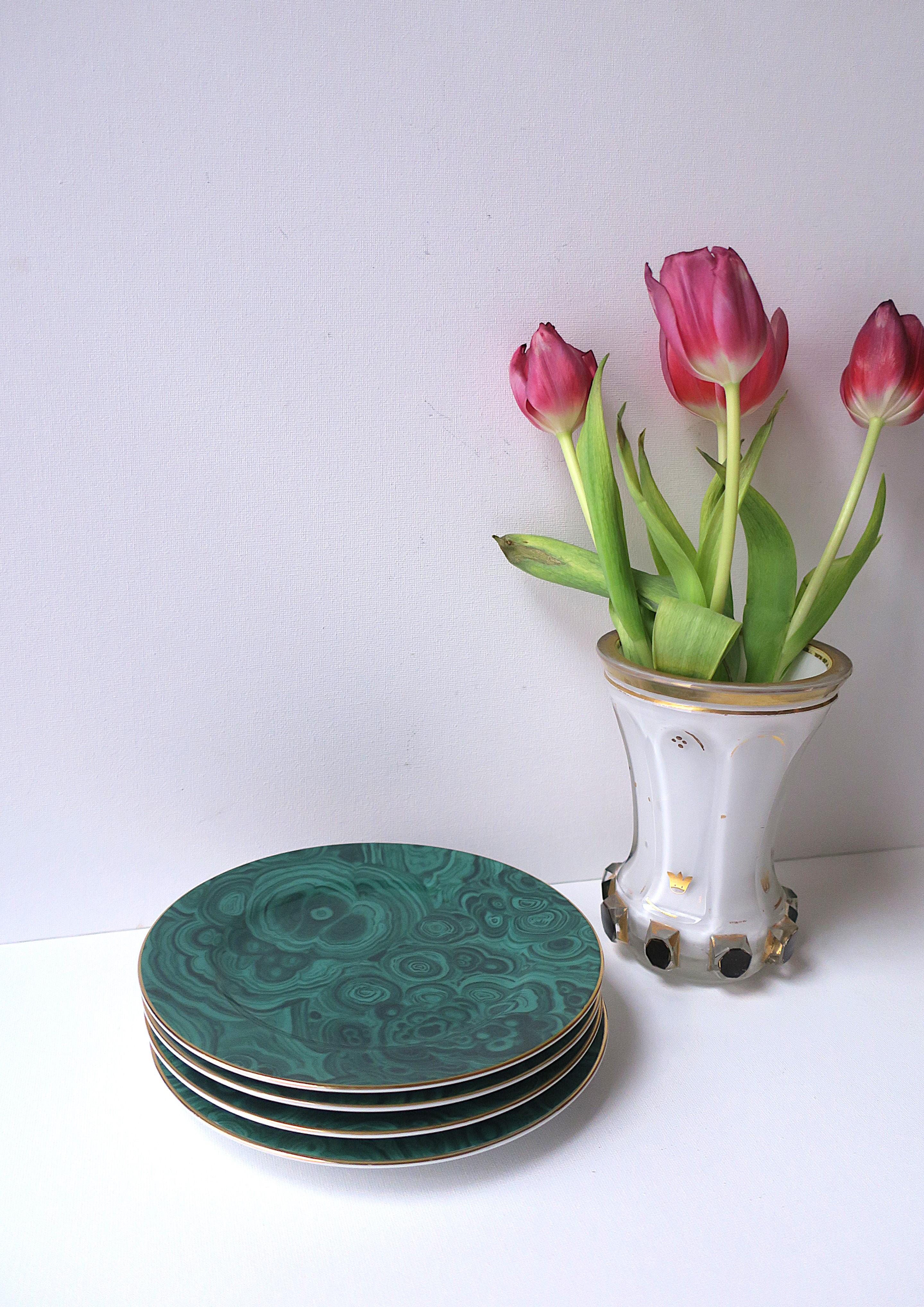Platos de porcelana de malaquita, set de 4 siglo XX en venta