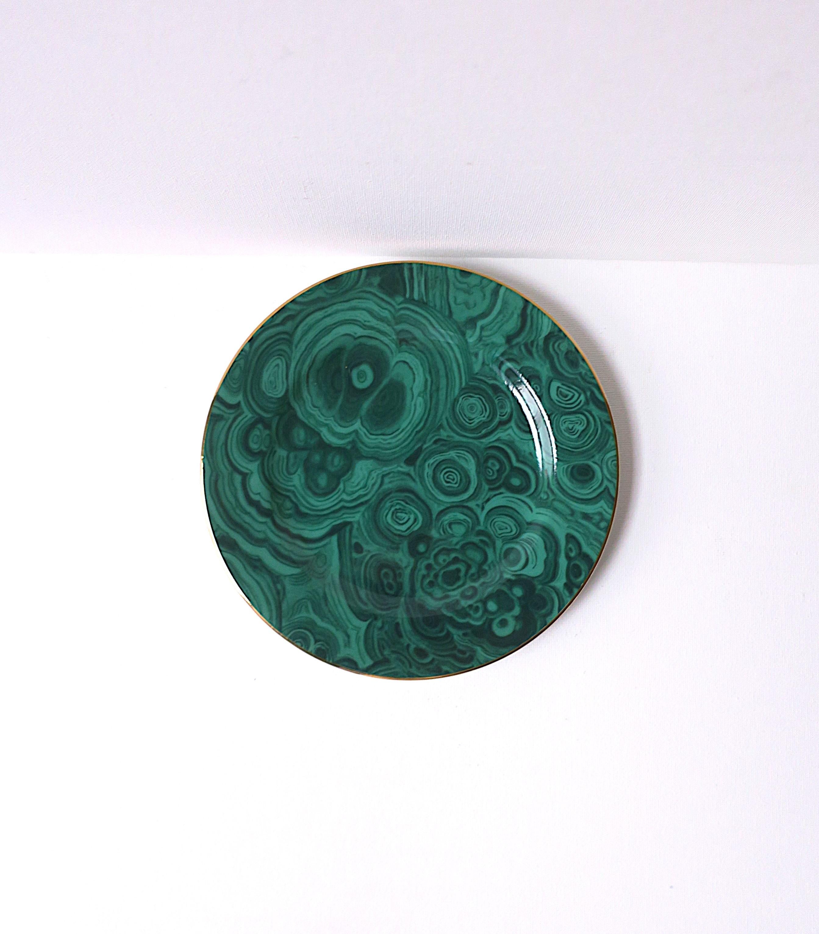 Platos de porcelana de malaquita, set de 4 en venta 5
