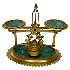 Antique Malachite postal scales, Hannaford & Hallstaff, c. 1850.