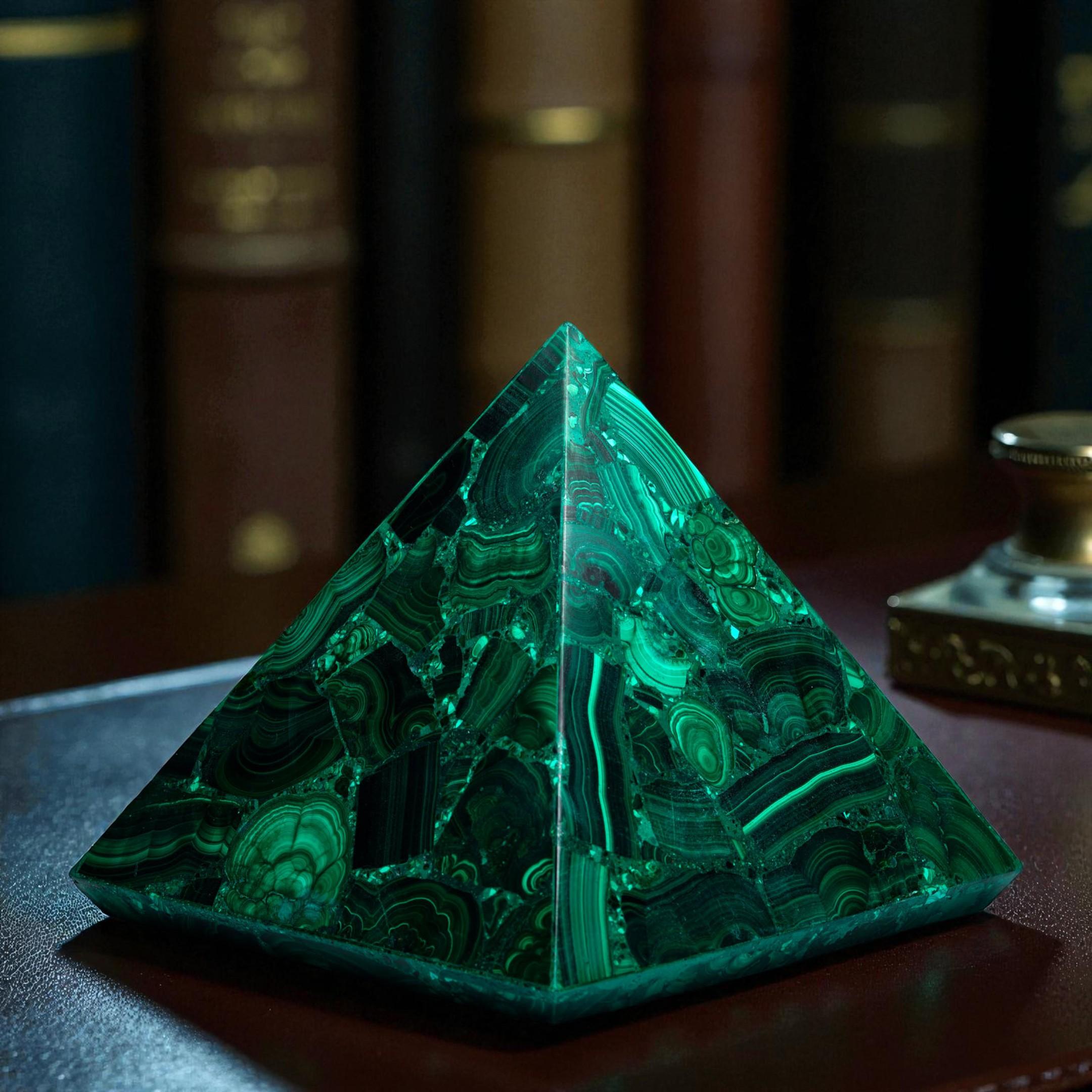 Handgefertigte Malachit-Pyramide im Angebot 1