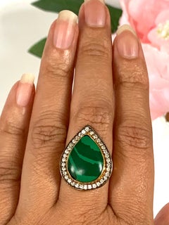 Malachite Resin Cubic Zircon Ring