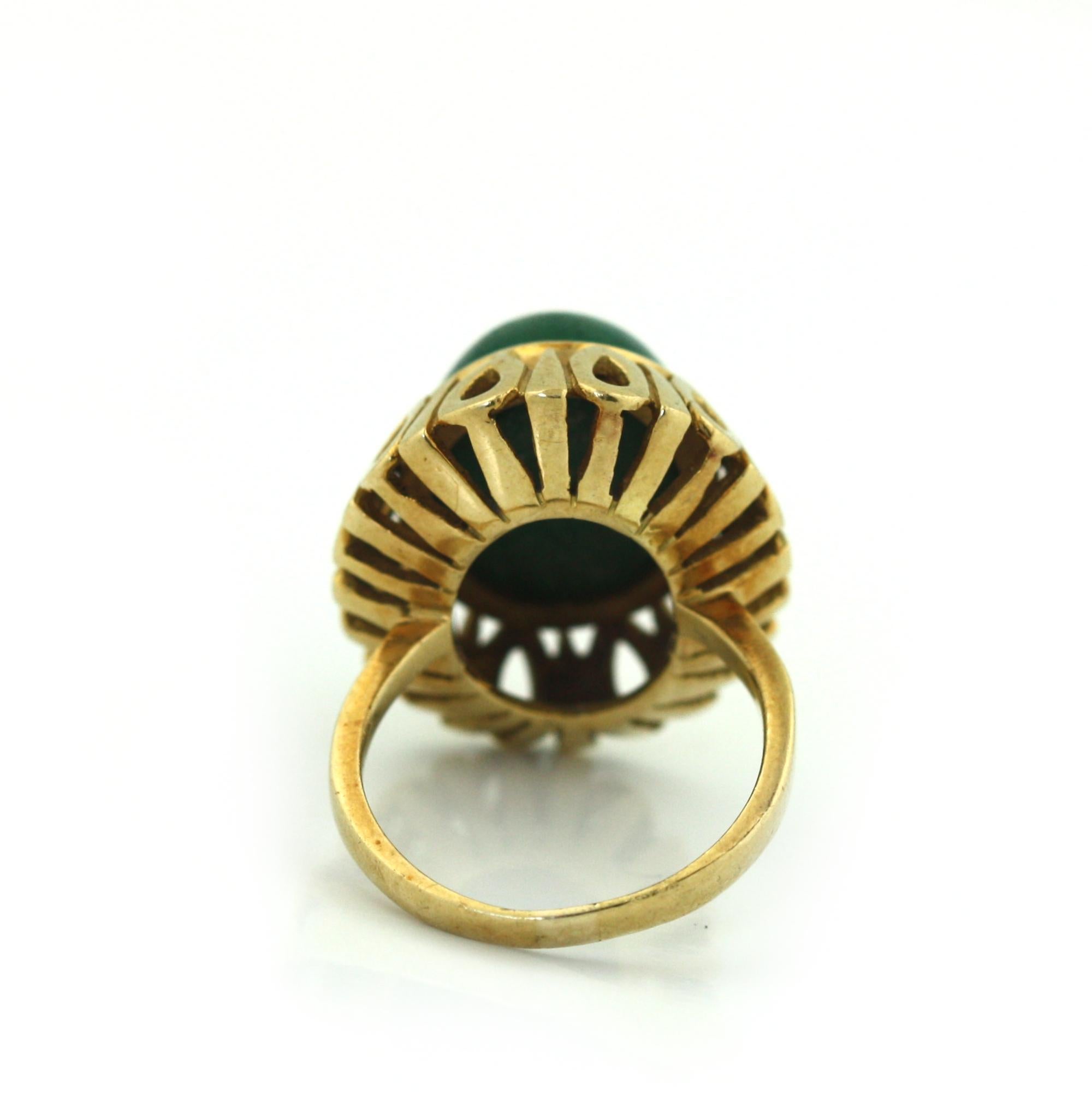 da uomo o donna Anello di malachite anni '70 con cabochon ovale di malachite in vendita