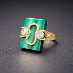 Malachite Ring in 14K Yellow Gold Size 6.5