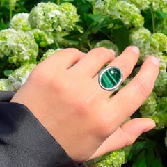 Anello di malachite con diamanti da 2,56 carati A. Silver