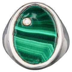 Anello di malachite con diamanti da 2,56 carati A. Silver
