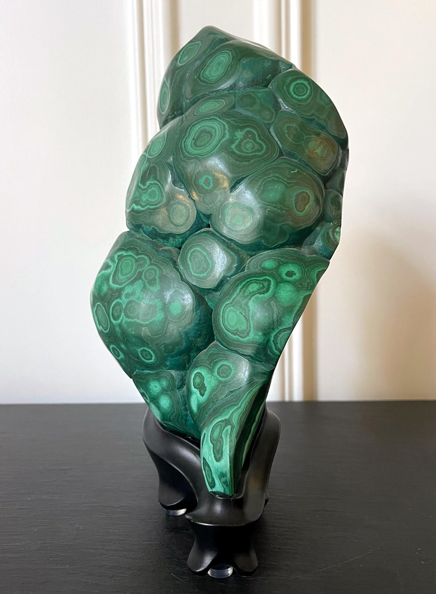 American Malachite Rock on Display Stand as a Chinese Scholar Stone