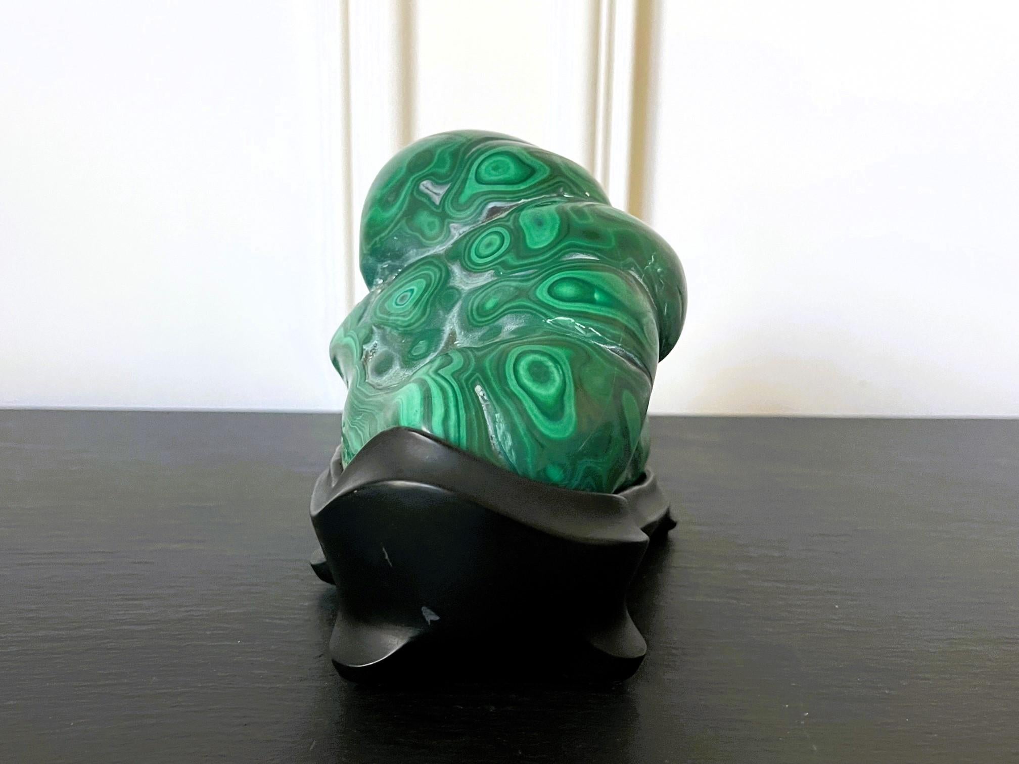 Malachite Rock on Display Stand as a Chinese Scholar Stone In Good Condition For Sale In Atlanta, GA