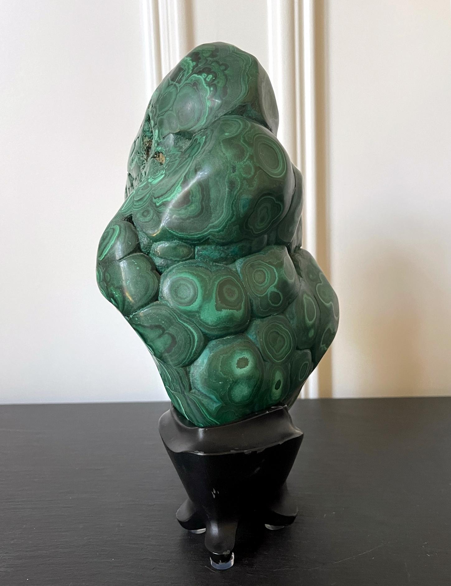 20th Century Malachite Rock on Display Stand as a Chinese Scholar Stone