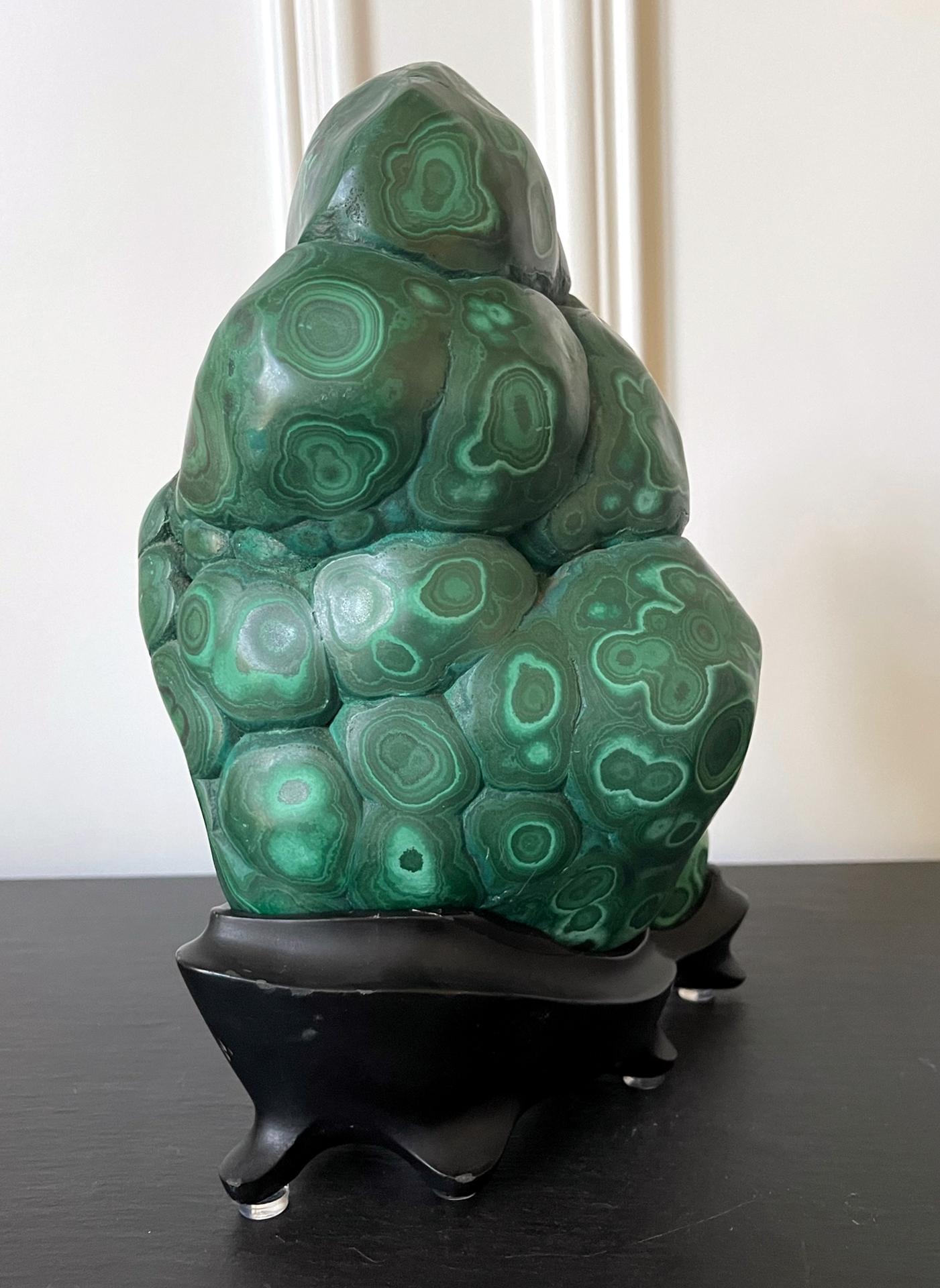 Malachite Rock on Display Stand as a Chinese Scholar Stone 1