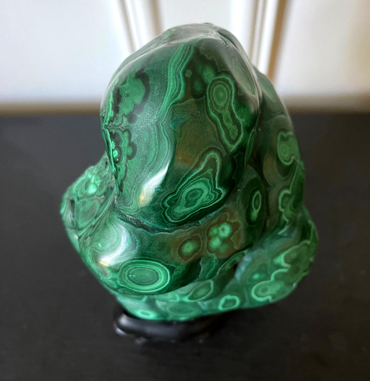 Malachite Rock on Display Stand as a Chinese Scholar Stone 2
