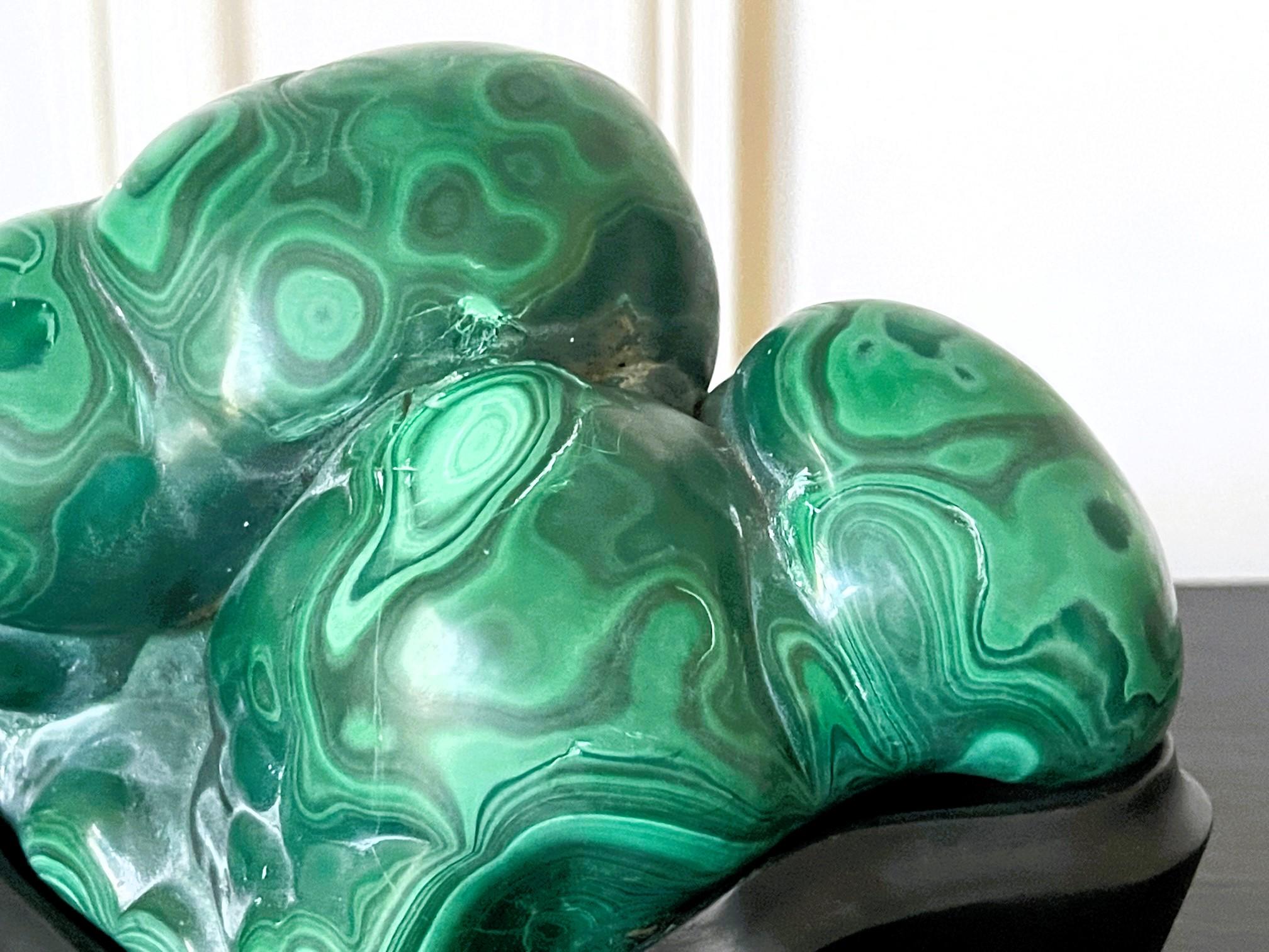 Malachite Rock on Display Stand as a Chinese Scholar Stone For Sale 2
