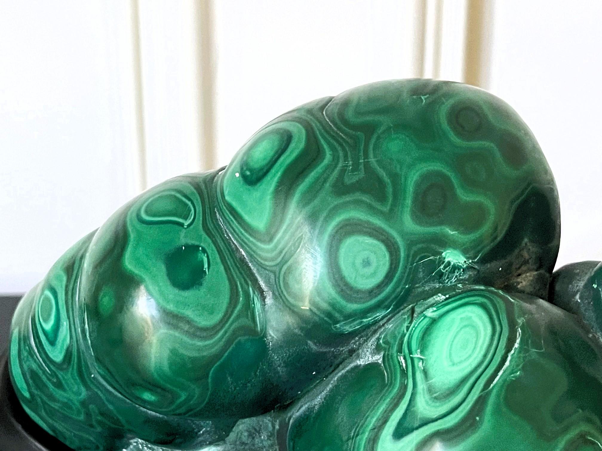 Malachite Rock on Display Stand as a Chinese Scholar Stone For Sale 3