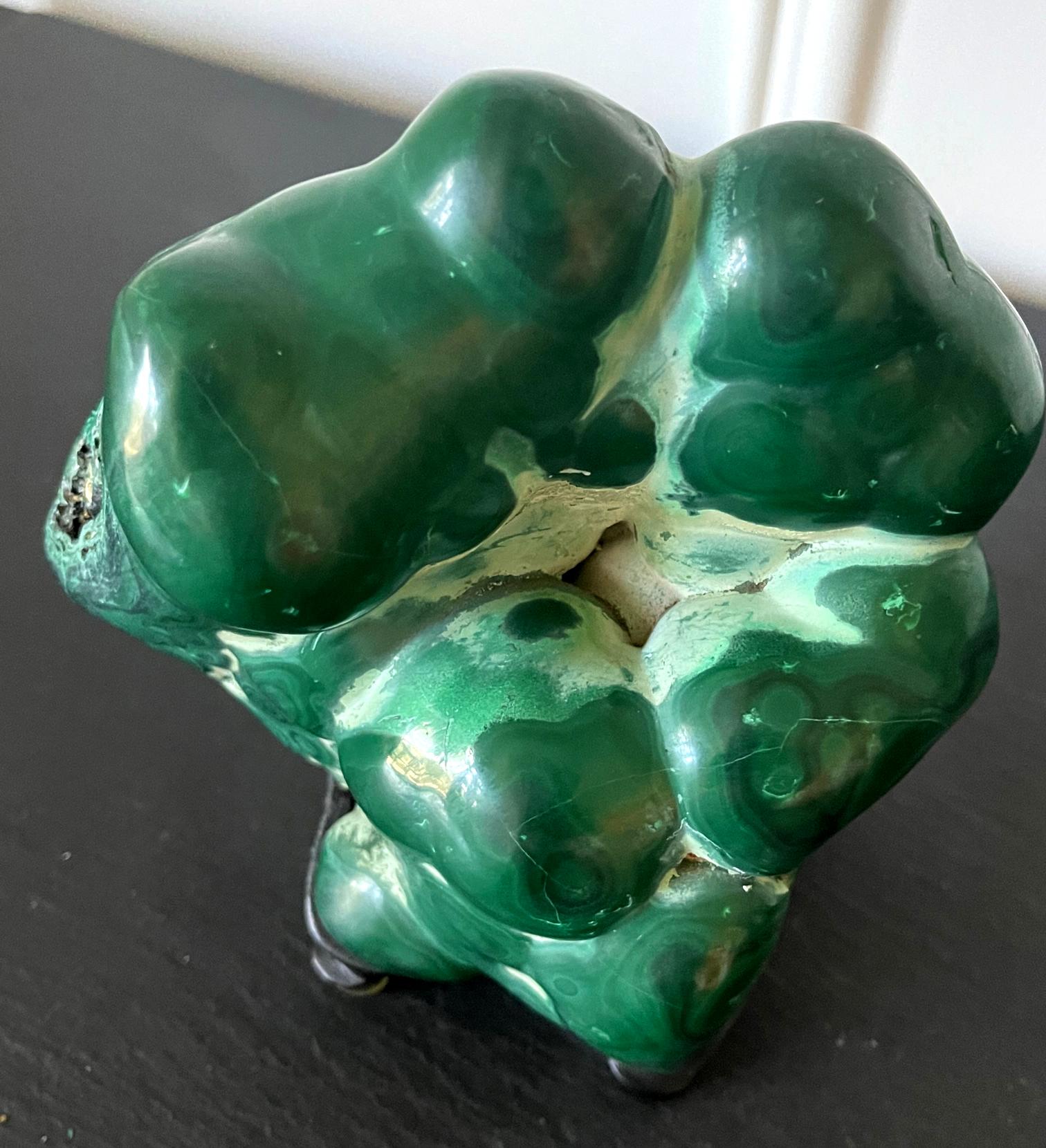 Malachite Rock on Display Stand as a Viewing Stone For Sale 5