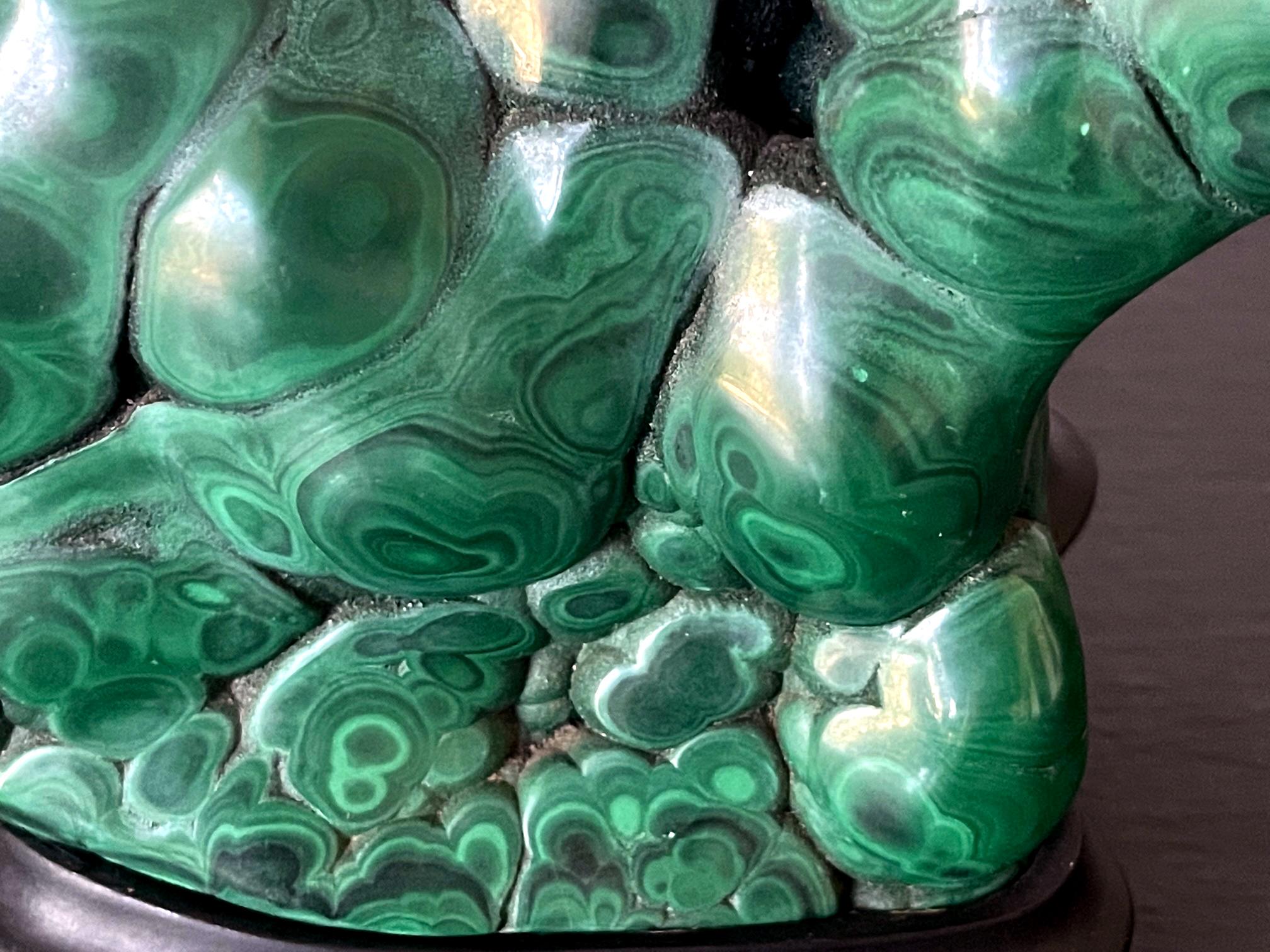 Malachite Rock on Display Stand as a Viewing Stone For Sale 6