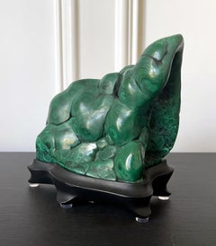 Malachite Rock on Display Stand as a Viewing Stone