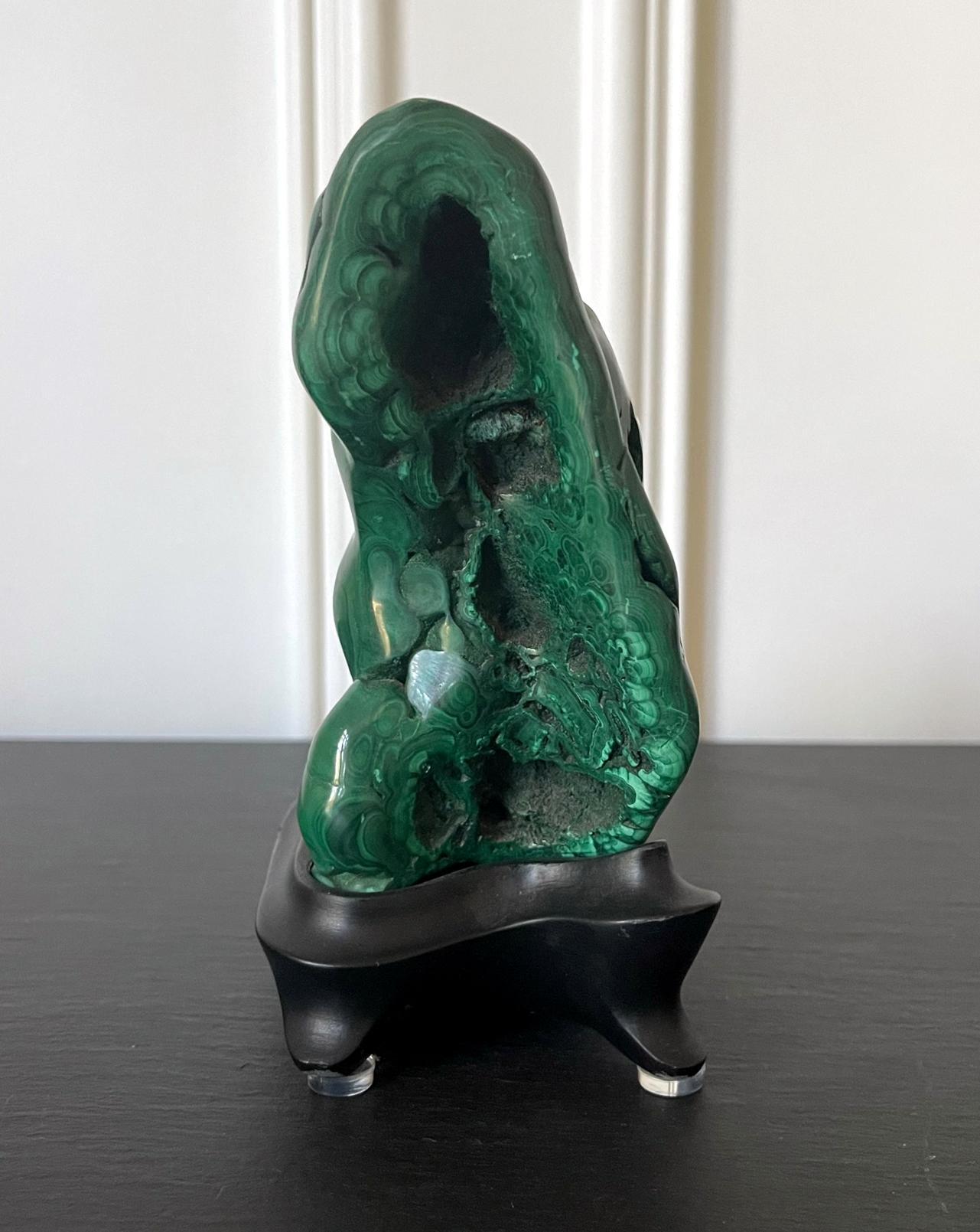 American Malachite Rock on Display Stand as a Viewing Stone For Sale