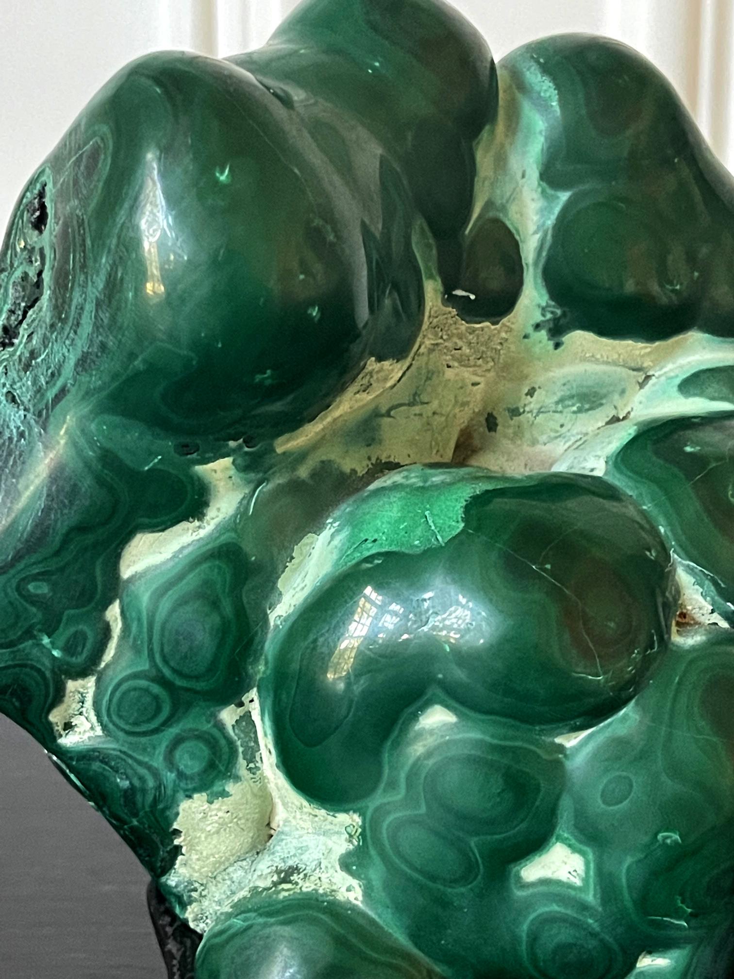 Malachite Rock on Display Stand as a Viewing Stone For Sale 3