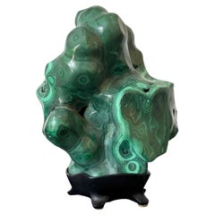 Malachite Rock on Display Stand Chinese Scholar Stone