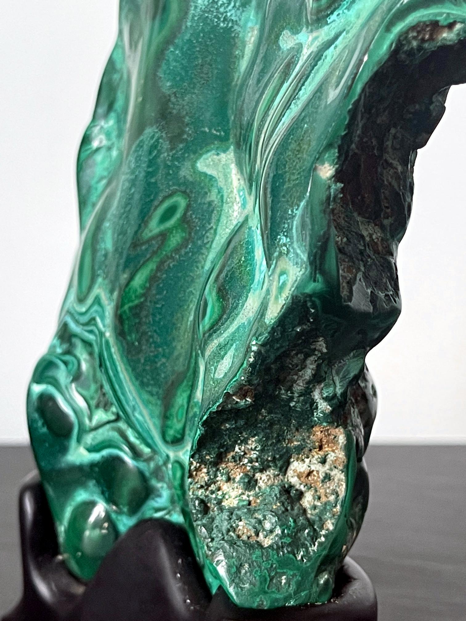 Malachite Rock Specimen on Display Stand as a Viewing Stone 7