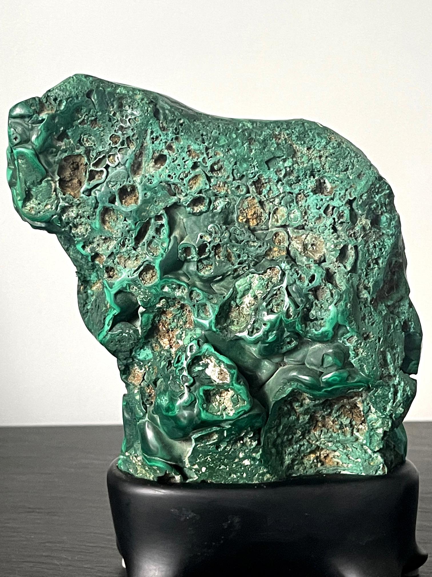 Malachite Rock Specimen on Display Stand as a Viewing Stone 8
