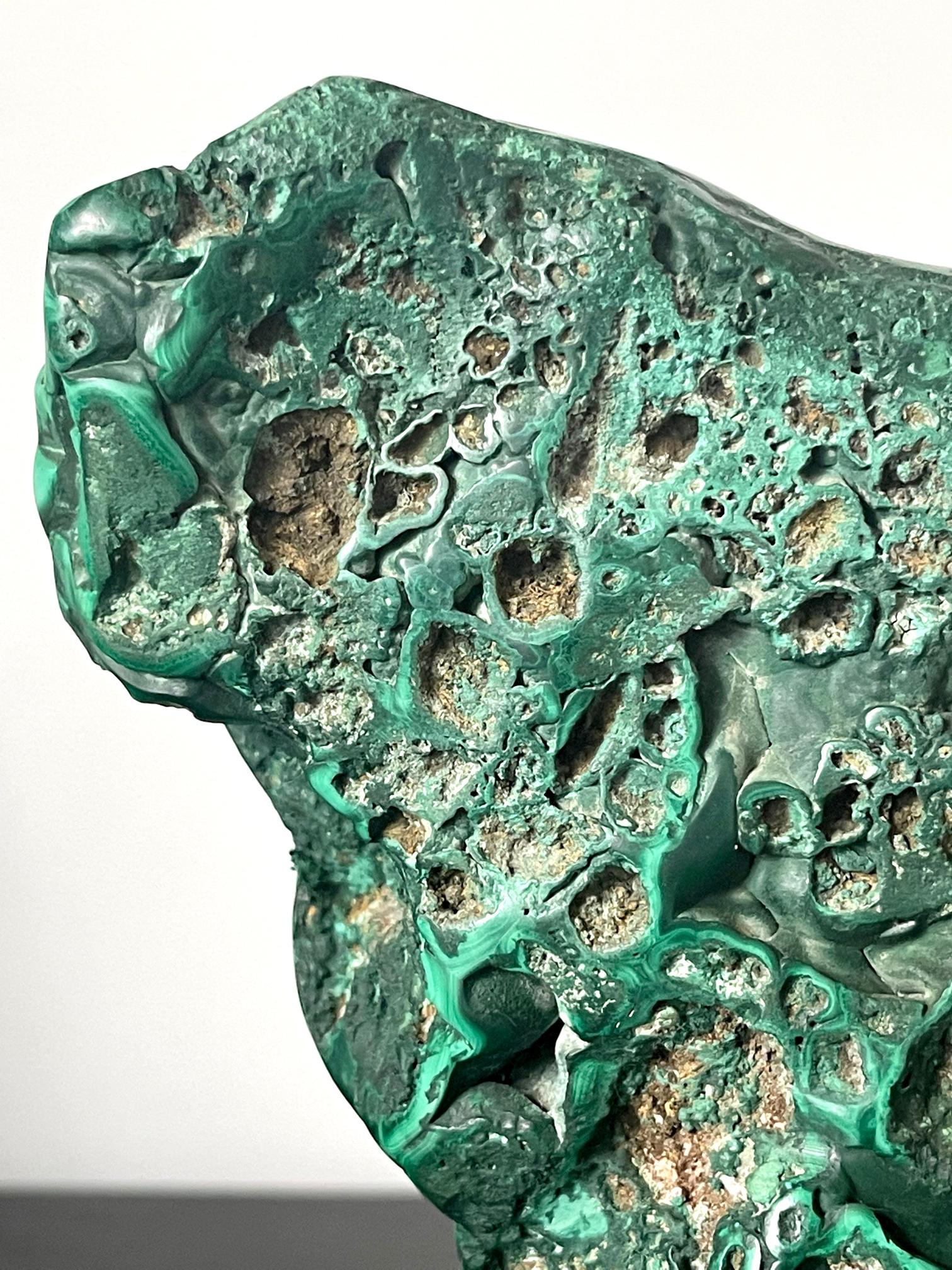 Malachite Rock Specimen on Display Stand as a Viewing Stone 9