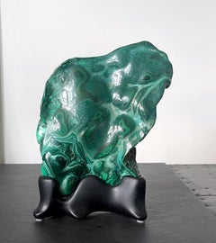 Malachite Rock Specimen on Display Stand as a Viewing Stone