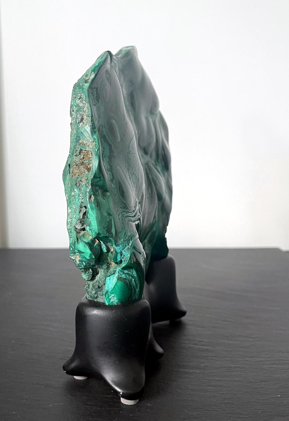 Malachite Rock Specimen on Display Stand as a Viewing Stone 1