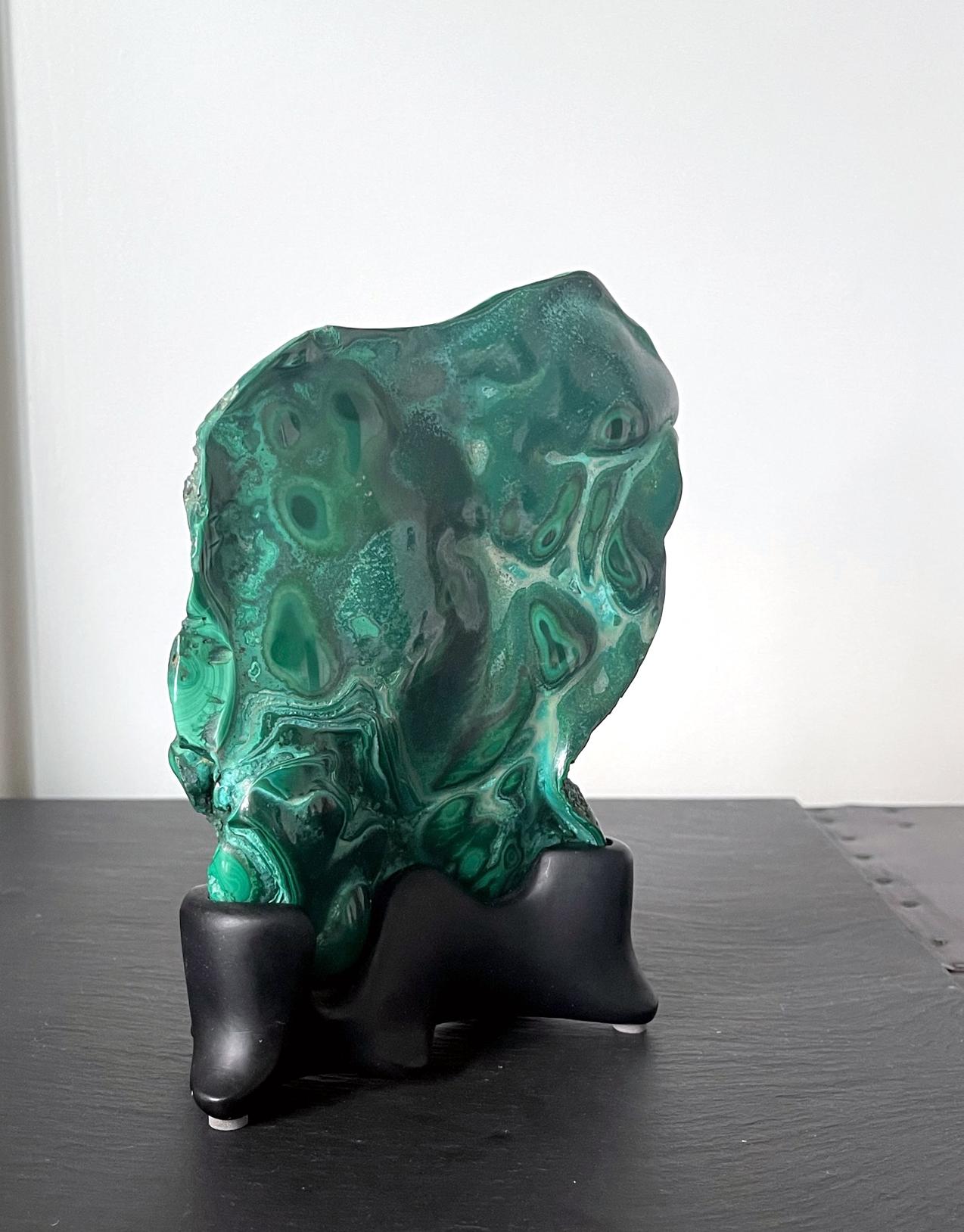 Malachite Rock Specimen on Display Stand as a Viewing Stone 2