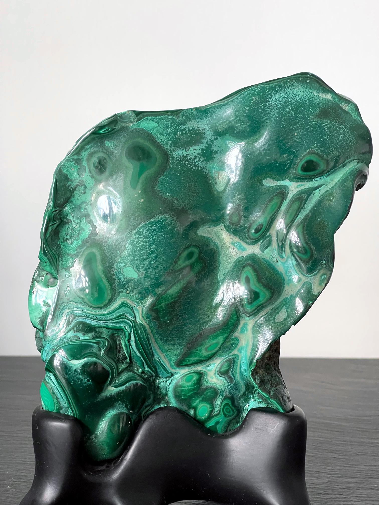 Malachite Rock Specimen on Display Stand as a Viewing Stone 3