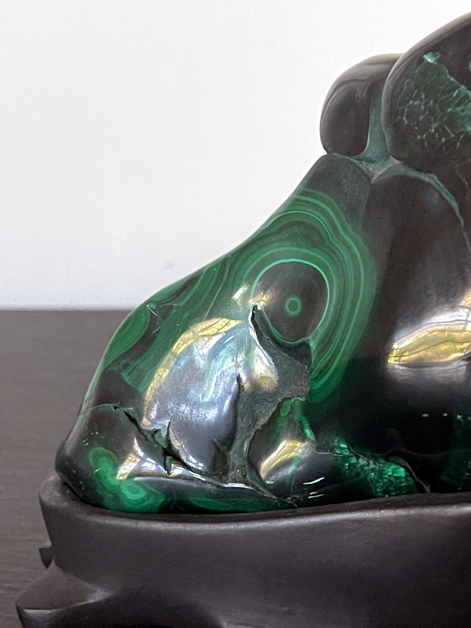 Malachite Rock Specimen on Display Stand as a Viewing Stone For Sale 2