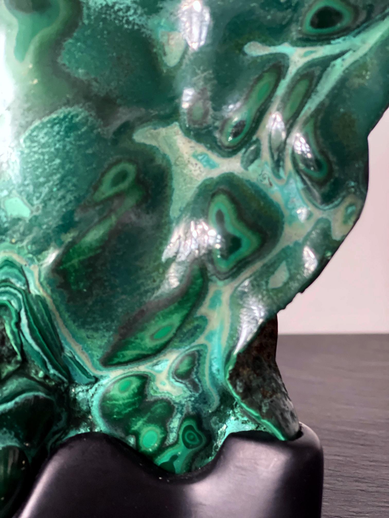 Malachite Rock Specimen on Display Stand as a Viewing Stone 4