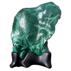 Malachite Rock Specimen on Display Stand as a Viewing Stone