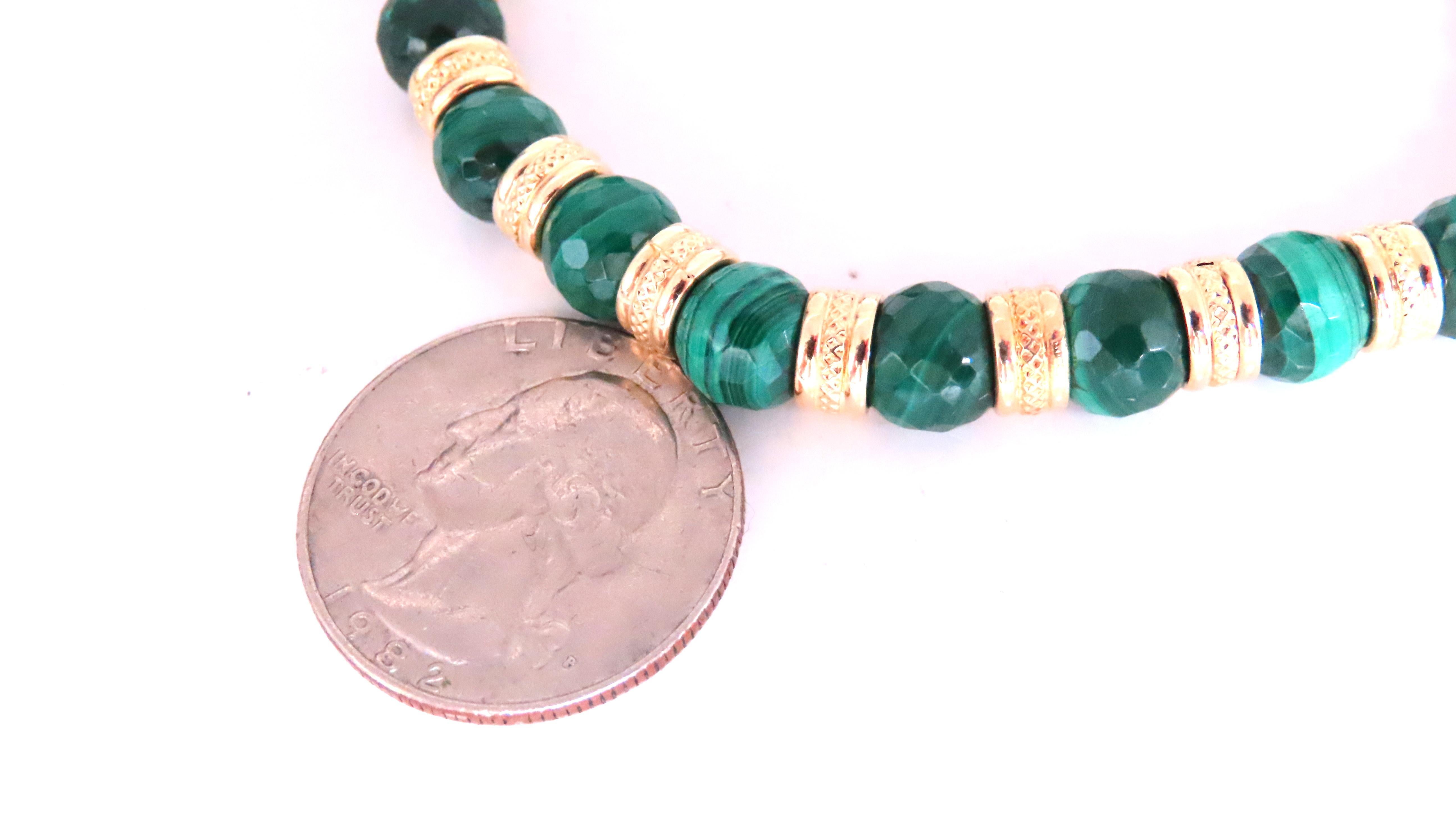 Pulsera Redonda Malaquita 14kt 12464 Contemporáneo en venta
