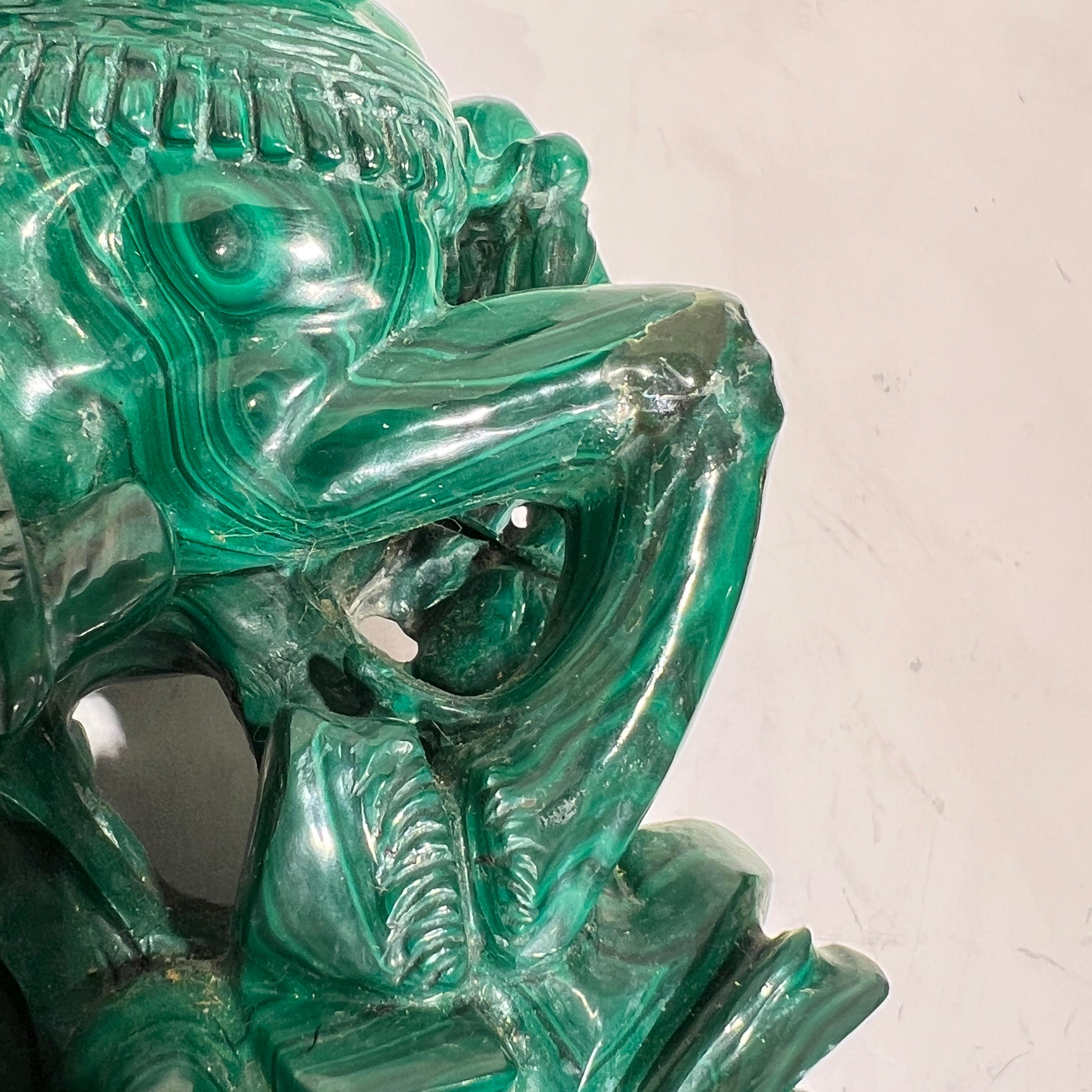 Malachite Sculpture of Buddhist Deity Bodhisattva on Horseback For Sale 5